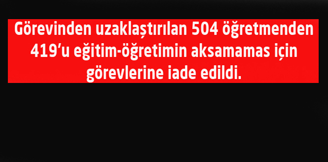 Görevine Son Verilen  419 Öğretmen Görevine İade edildi