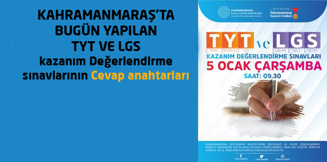 TYT ve LGS Kazanım Değerlendirme Sınavları Cevap Anahtarı