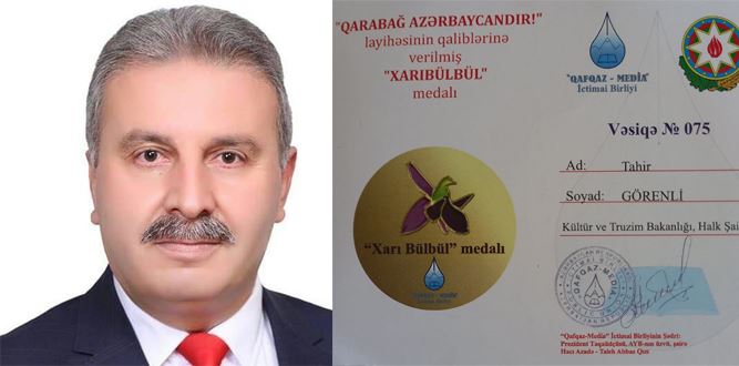 Şair Tahir Görenli'ye Azerbaycan'dan Ödül