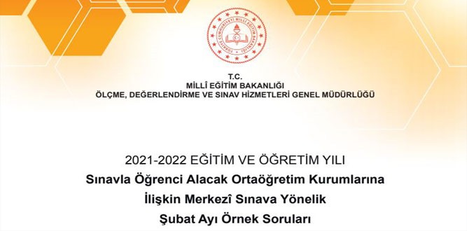 MEB Merkezî Sınav'a Yönelik Şubat Ayı Örnek Soruları Yayımlandı