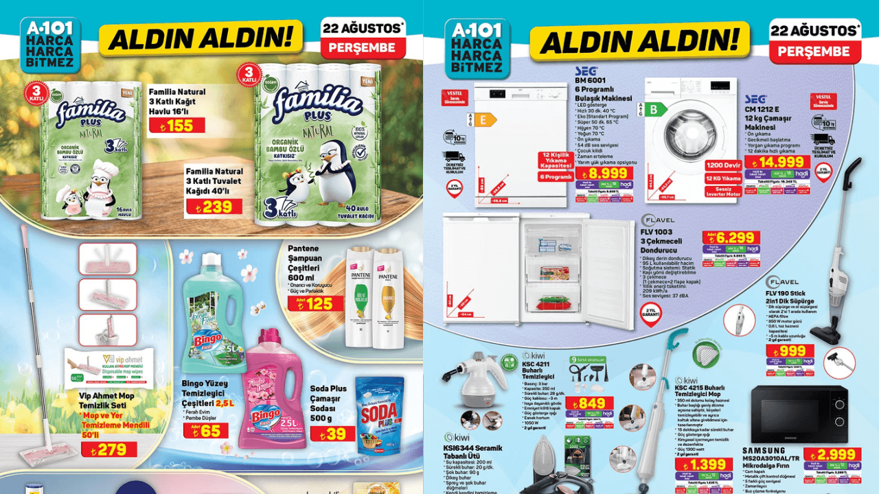 A101’de İçim, Nivea, Bingo, Arzum, Samsung ve Karaca Ürünlerine İndirim Geliyor! 22 Ağustos A101 Aktüel Kataloğu!