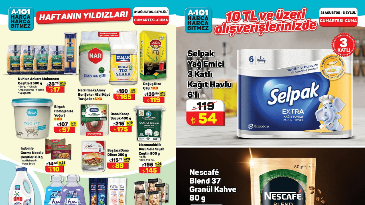 A101’de Doğuş, Torku, Nescafe, Omo, Selpak ve Clear Ürünlerine İndirim Geliyor! A101 31 Ağustos-6 Eylül Aktüel Kataloğu!