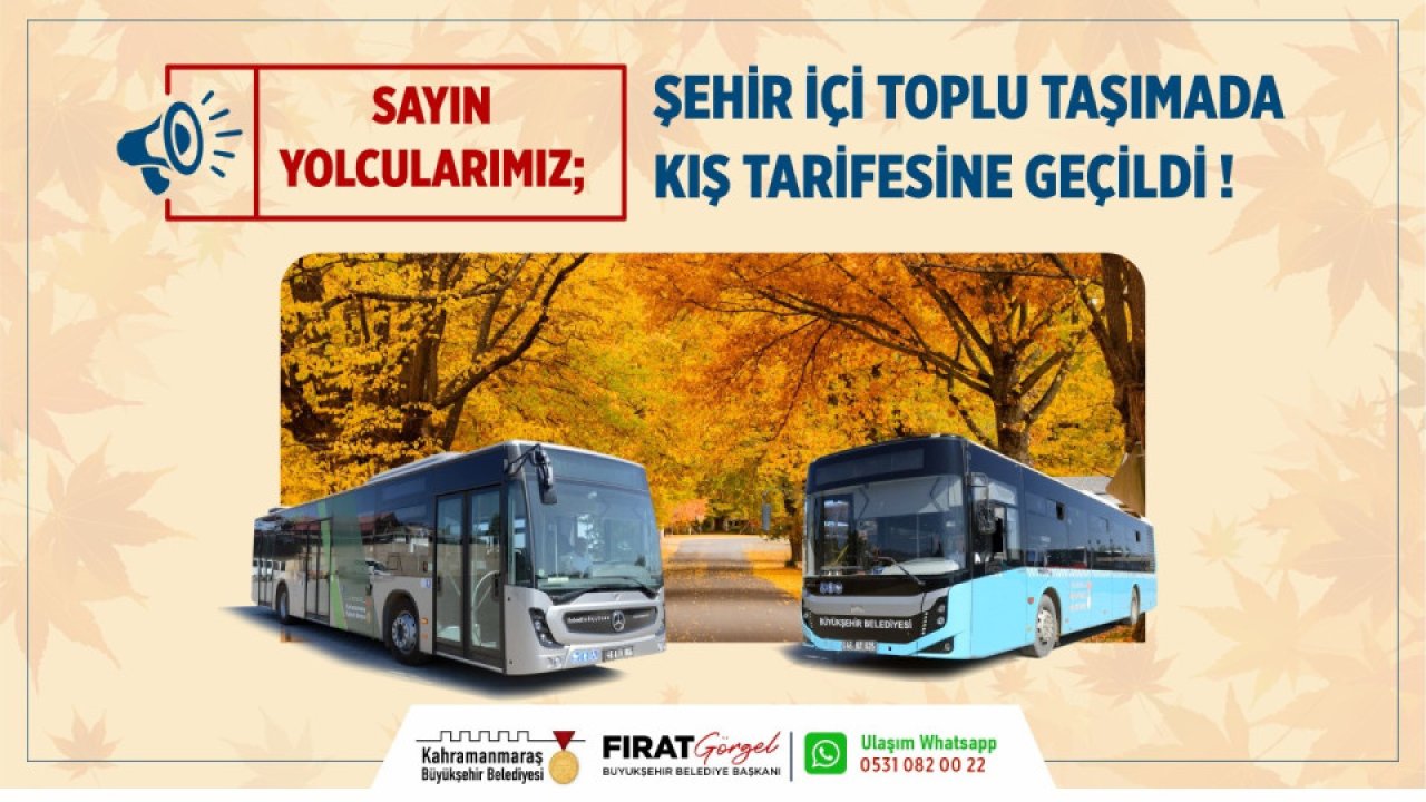 Kahramanmaraş'ta Şehir İçi Otobüs Saatleri Değişti