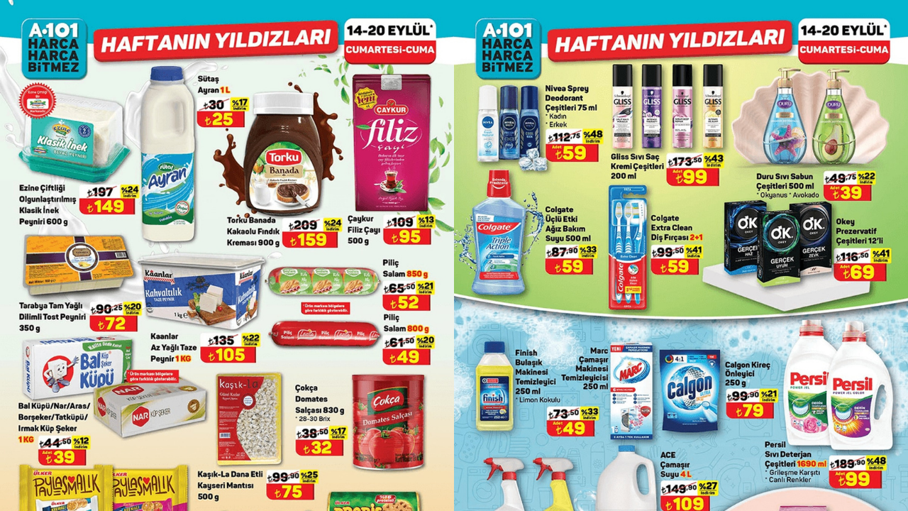 A101’de Sütaş, Çaykur, Torku, Persil, Duru, Ace ve Calgon Ürünlerine İndirim Geliyor! A101 14-20 Eylül Aktüel Kataloğu!