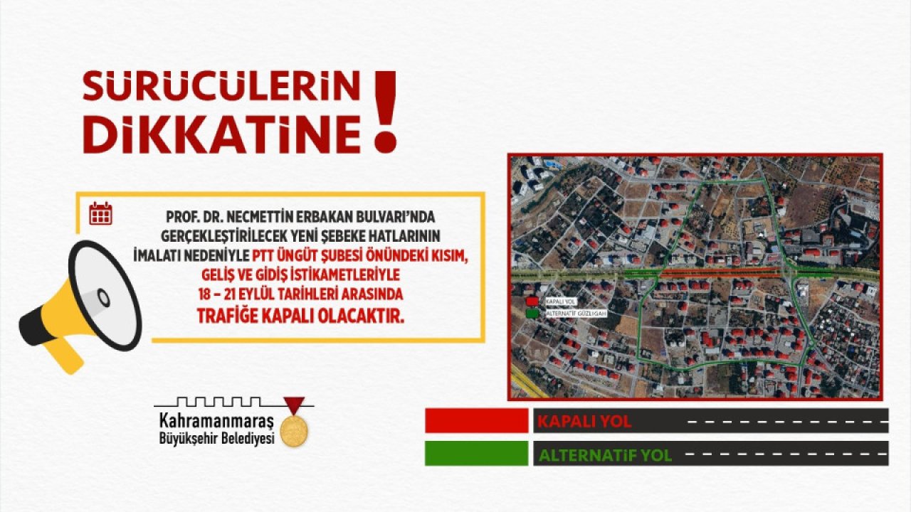 Kahramanmaraş'ta Trafiğe Kapalı Olacak Yollar Duyuruldu