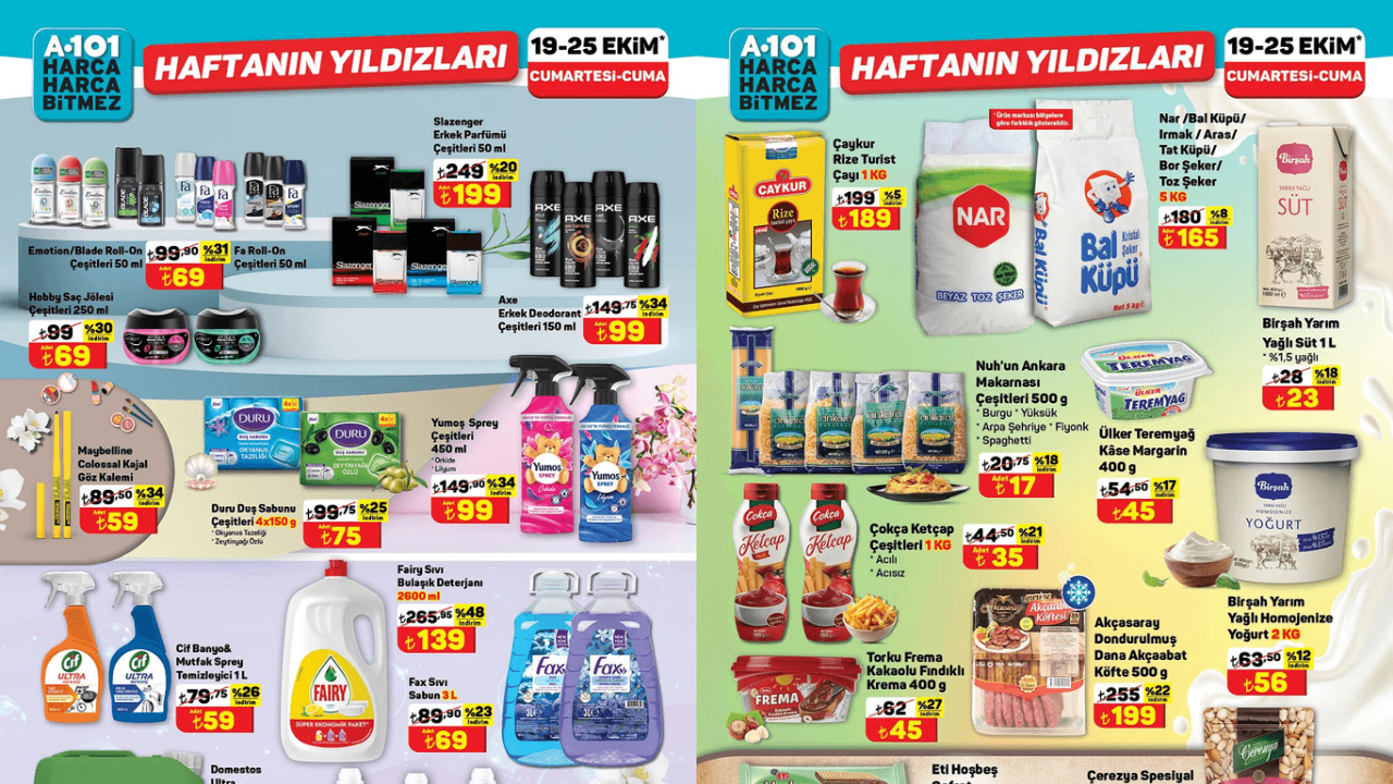 A101’de Sütaş, Pınar, Çaykur, Yumoş, Cif ve Vernel Ürünlerine İndirim Geliyor! A101 19-25 Ekim Aktüel Kataloğu!