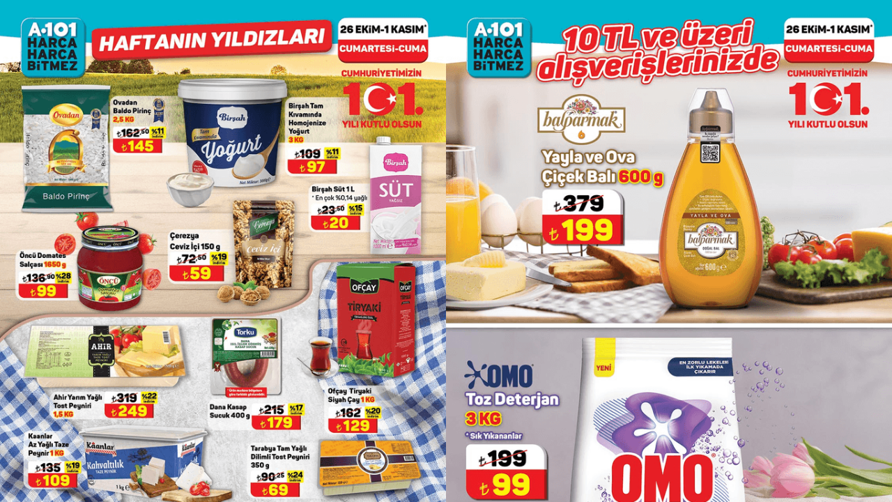 A101’de Öncü, Ofçay, Ovadan, Balparmak, OMO ve Molfix Ürünlerine İndirim Geliyor! A101 1 Kasım Aktüel Kataloğu!