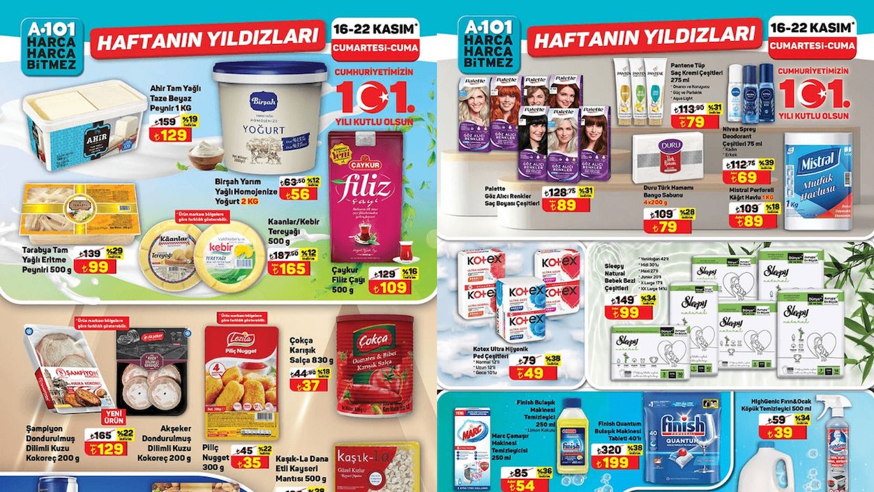 A101’de Torku, Çokça, Çaykur, Finish, Vanish, ACE ve Nivea Ürünlerine İndirim Geliyor! A101 16-22 Kasım Aktüel Kataloğu!