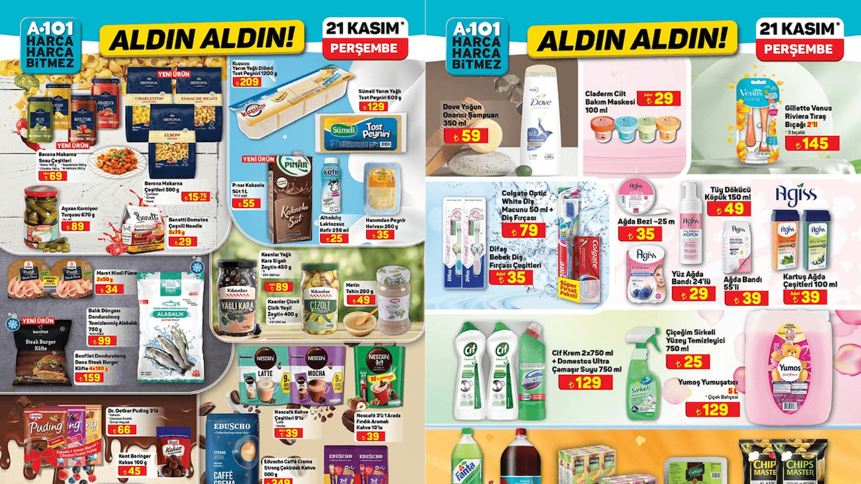 A101’de Pınar, Cif, Domestos, Yumoş, Dove, Toshiba ve Arzum Ürünlerine İndirim Geliyor! A101 21 Kasım Aktüel Kataloğu!