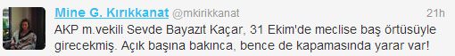 Mine Kırıkkanat'tan Kahramanmaraş Milletvekili Sevde Beyazıt'a Çirkin Tweet