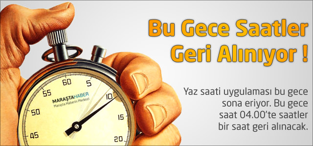 Bu Gece Saatler Geri Alınıyor