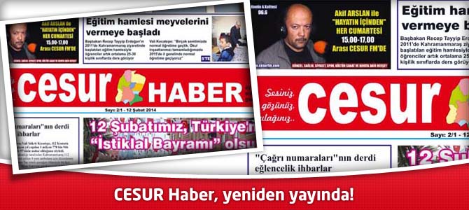 CESUR Haber, yeniden yayında!