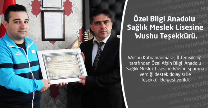 Özel Bilgi Anadolu Sağlık Meslek Lisesine Wushu Teşekkürü.