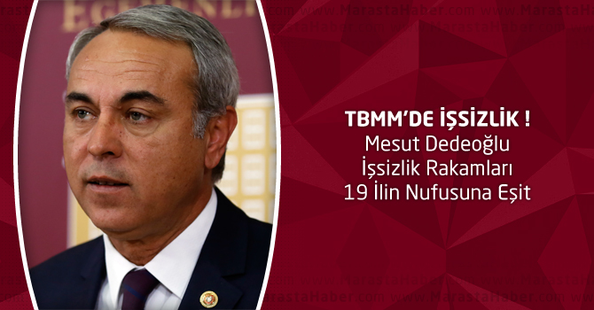 Mesut Dedeoğlu : İşsizlik Rakamları 19 İlin Nufusuna Eşit